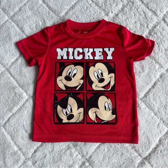 Disney | Red Mickey Mouse Faces & Emotions Short Sleeve Tee | Size 12 Months - Picture 1 of 8